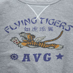 BUZZ RICKSON'S  前V スウェット ヴィンテージ加工 トレーナー L グレー FLYING TIGERS 袖プリント