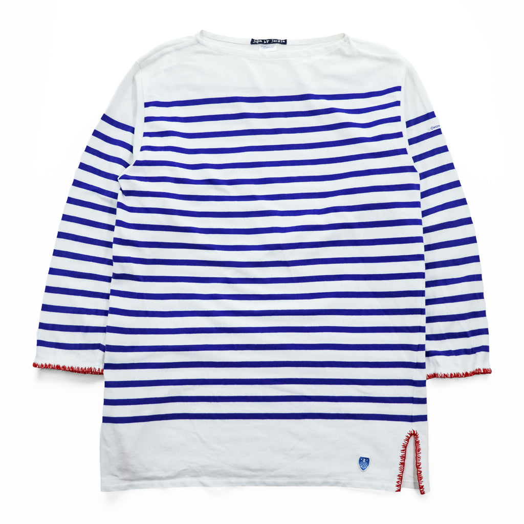 ORCIVAL × JUPE BY JACKIE フランス製 BIGラッセル フレンチセーラー ボーダーカットソー 長袖 Tシャツ XL ホワイト ブルー ボートネック