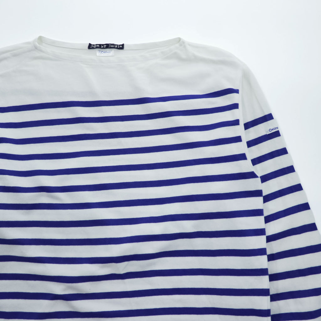 ORCIVAL × JUPE BY JACKIE フランス製 BIGラッセル フレンチセーラー ボーダーカットソー 長袖 Tシャツ XL ホワイト ブルー ボートネック