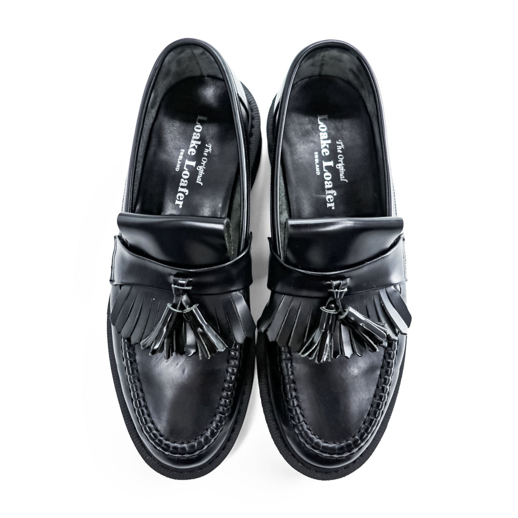 Loake 英国製 レザー キルトタッセルローファー 27cm ブラック BRIGHTON ラバーソール イングランド製