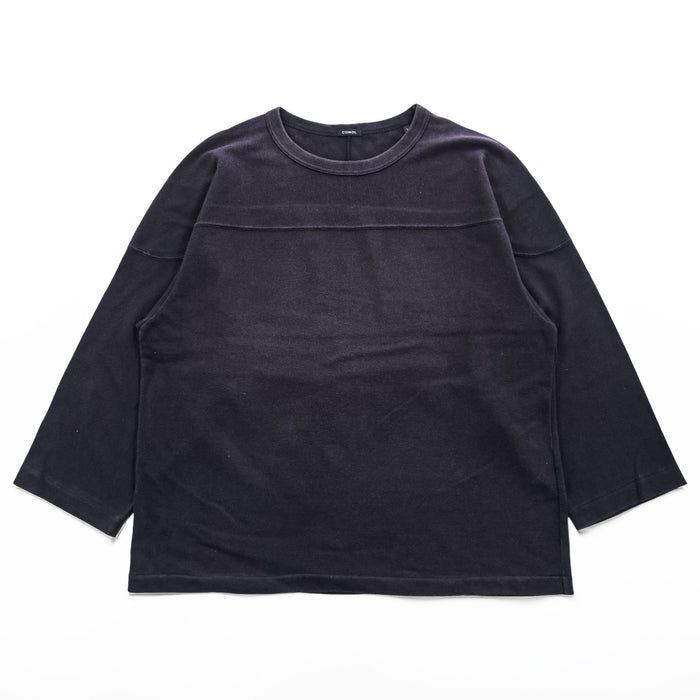 COMOLI 日本製 フットボール Tシャツ 9分袖 カットソー S ネイビー ワイド W03-05007