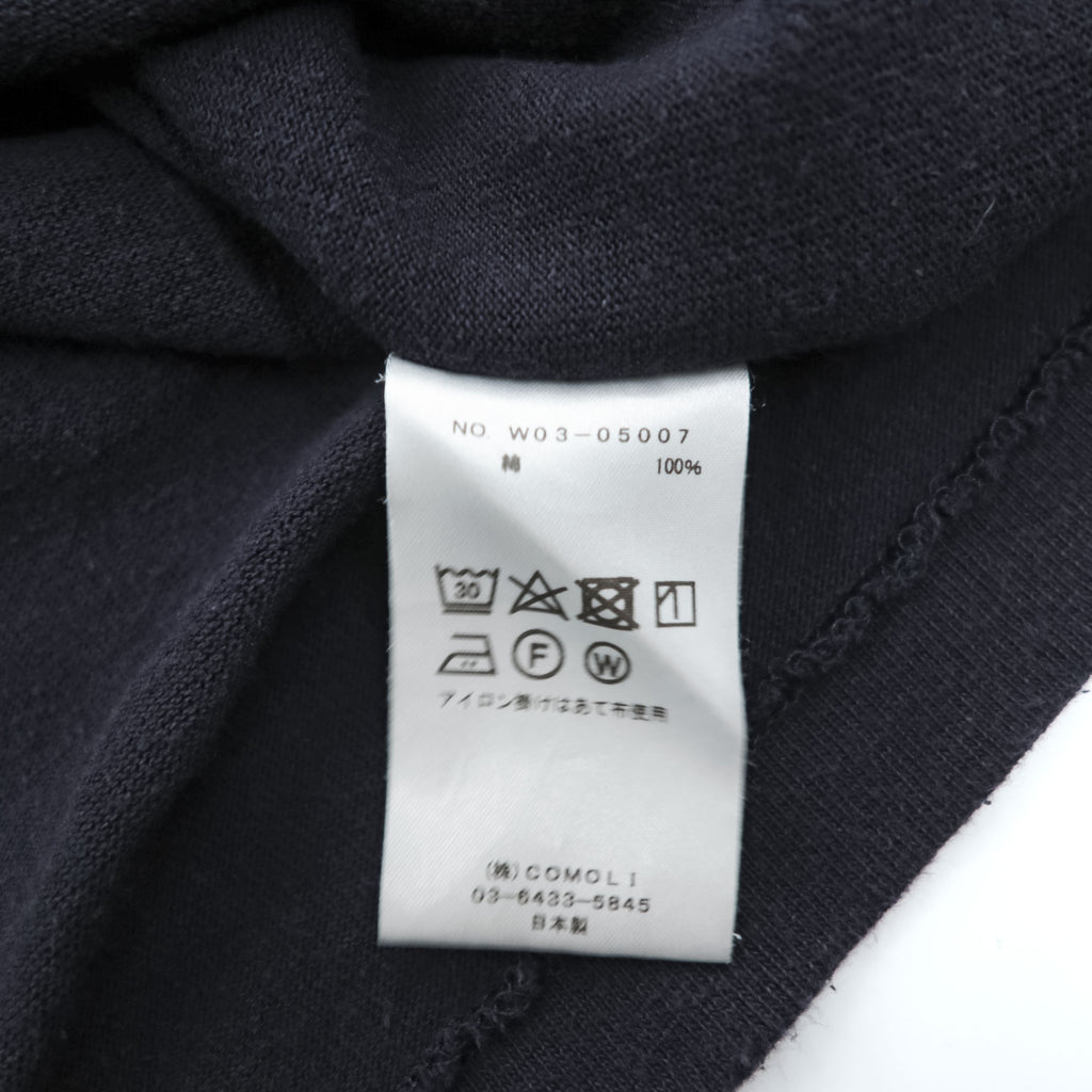 COMOLI 日本製 フットボール Tシャツ 9分袖 カットソー S ネイビー ワイド W03-05007