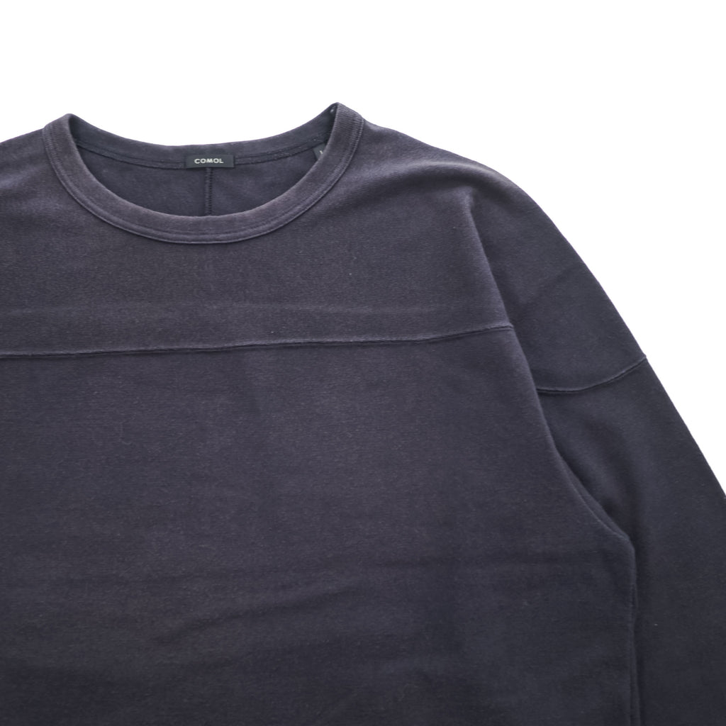 COMOLI 日本製 フットボール Tシャツ 9分袖 カットソー S ネイビー ワイド W03-05007