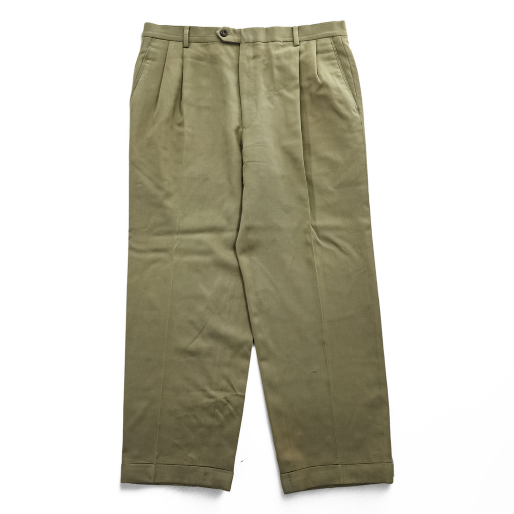 Joseph & Feiss 100% Wool Pleated Cuffed Dress Pants Khaki Size 36