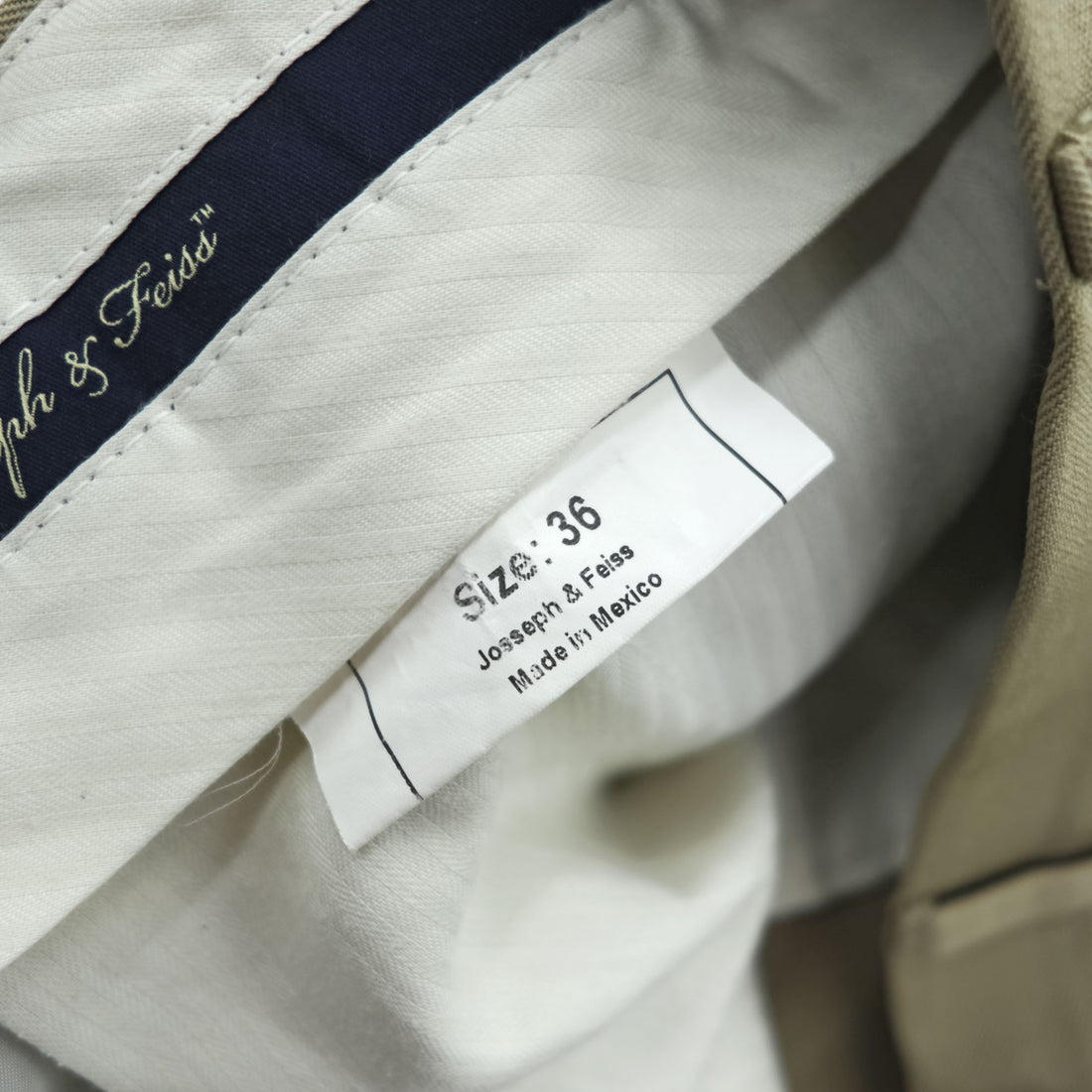 Joseph & Feiss 100% Wool Pleated Cuffed Dress Pants Khaki Size 36