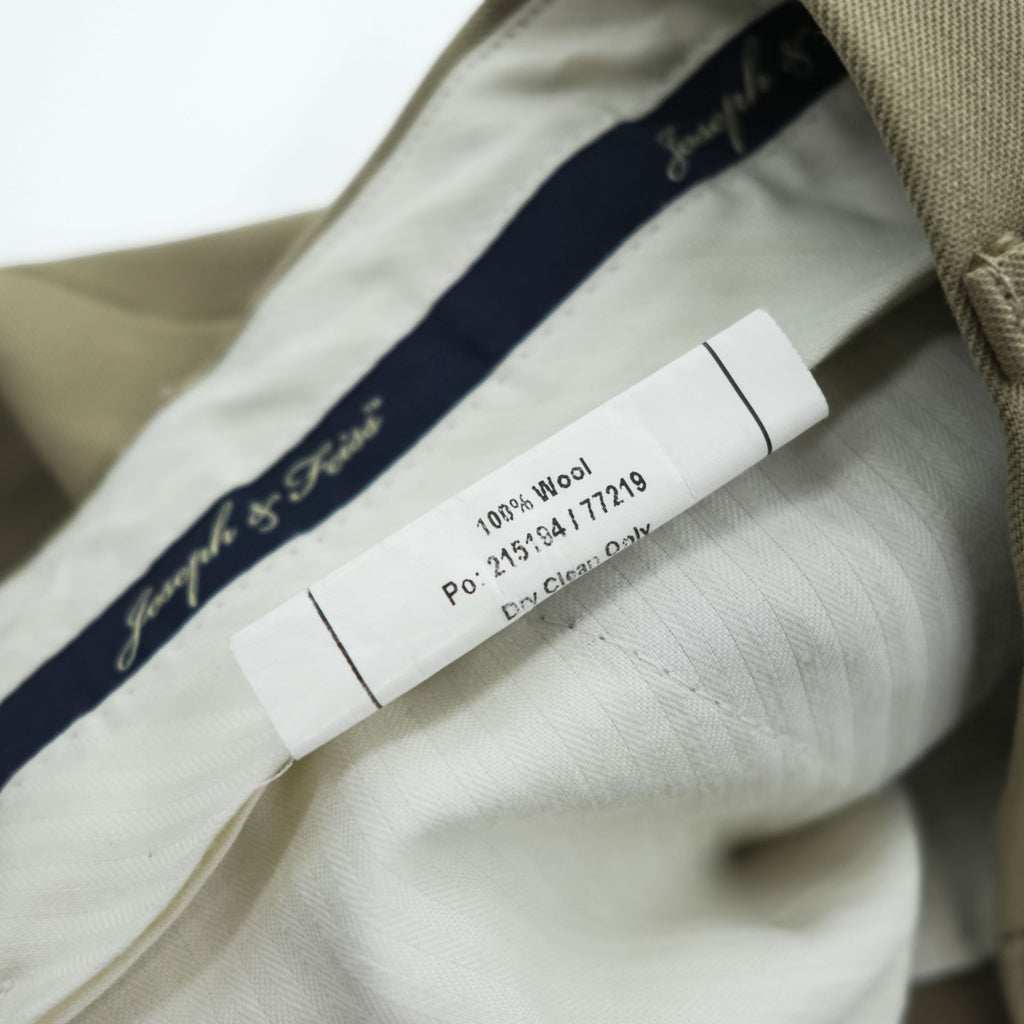 Joseph & Feiss 100% Wool Pleated Cuffed Dress Pants Khaki Size 36