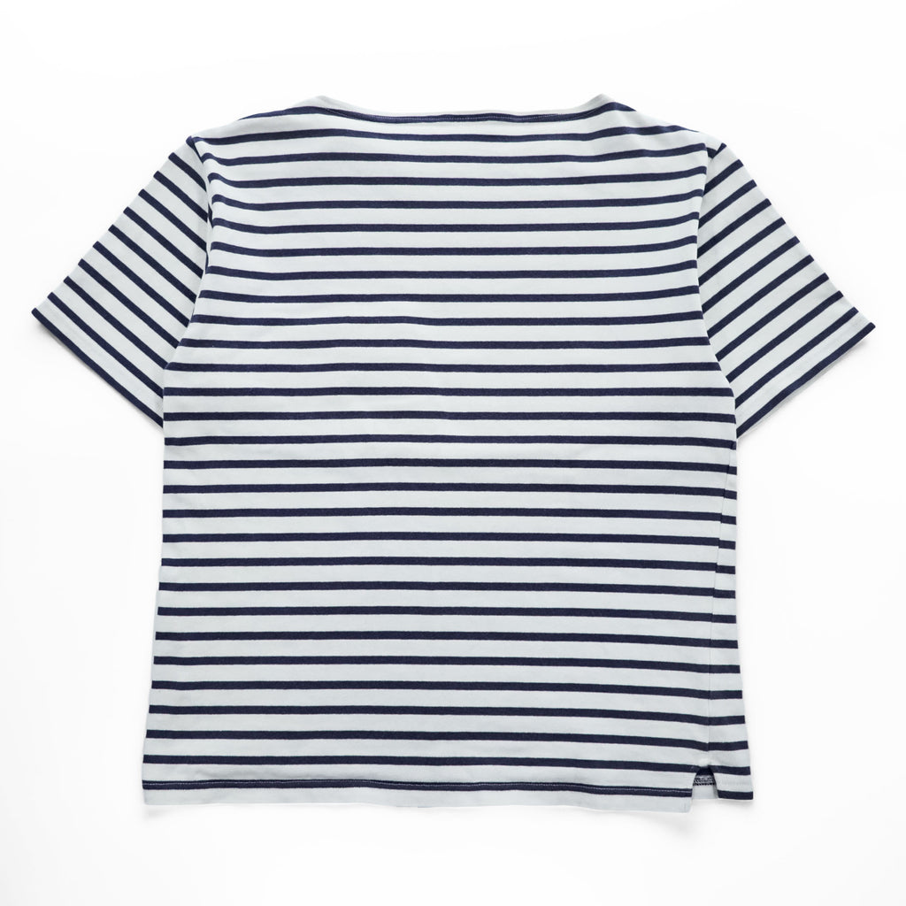 ORCIVAL Made in Japan COTTON LOURD BORDER POCKET TEE, White, Navy, M, Unisex, RC-9038