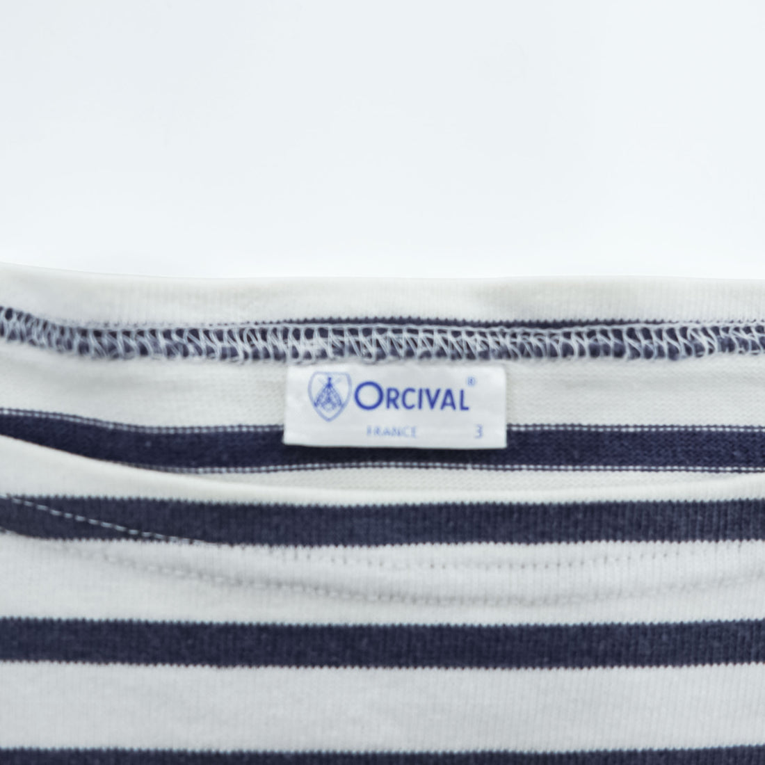 ORCIVAL Made in Japan COTTON LOURD BORDER POCKET TEE, White, Navy, M, Unisex, RC-9038