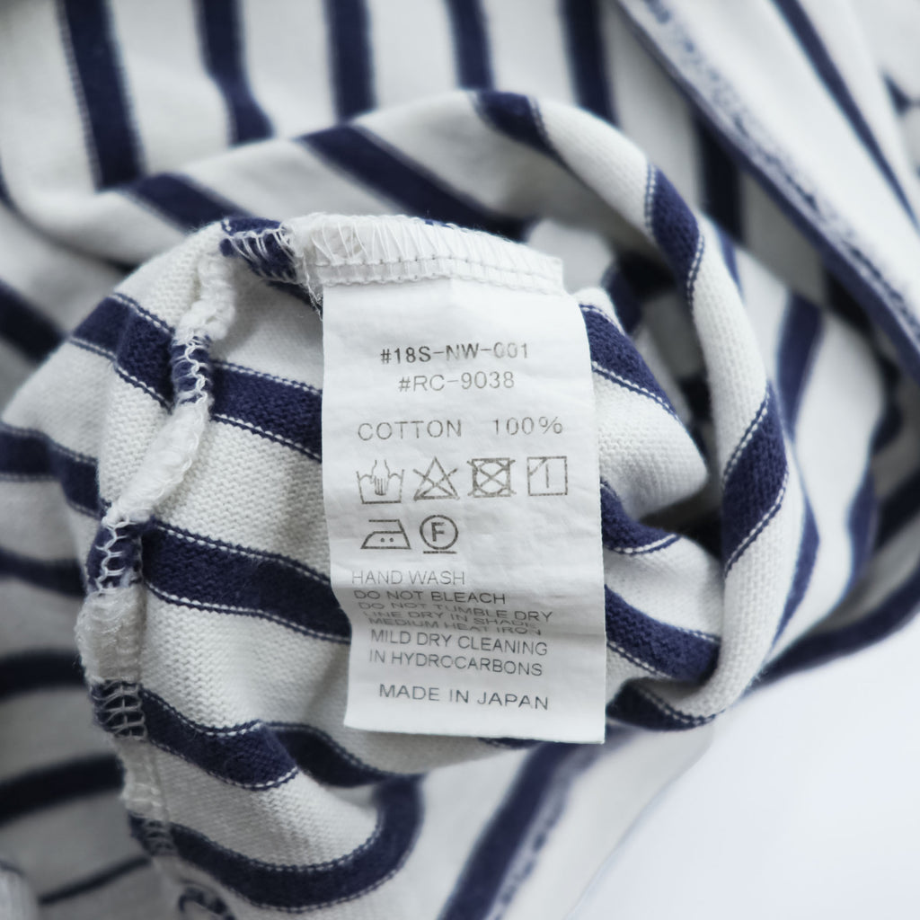 ORCIVAL Made in Japan COTTON LOURD BORDER POCKET TEE, White, Navy, M, Unisex, RC-9038