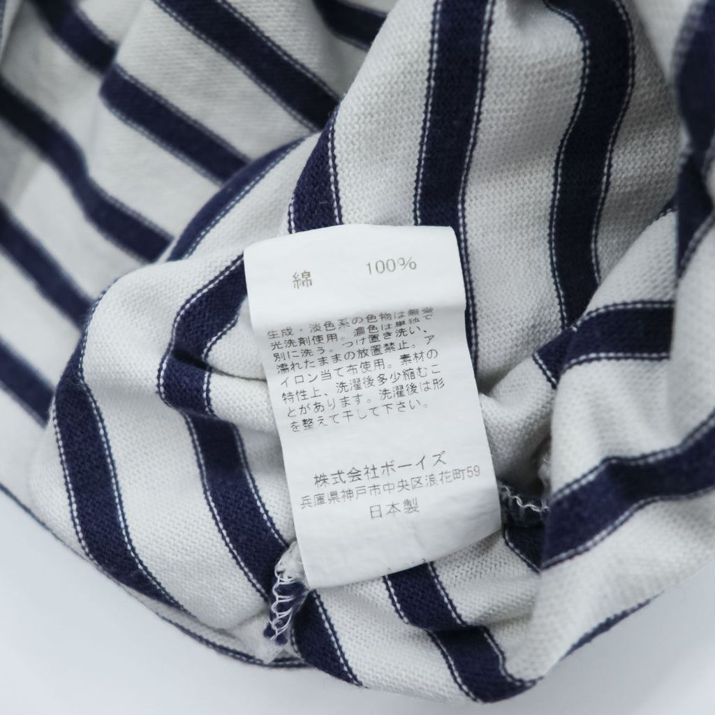 ORCIVAL Made in Japan COTTON LOURD BORDER POCKET TEE, White, Navy, M, Unisex, RC-9038
