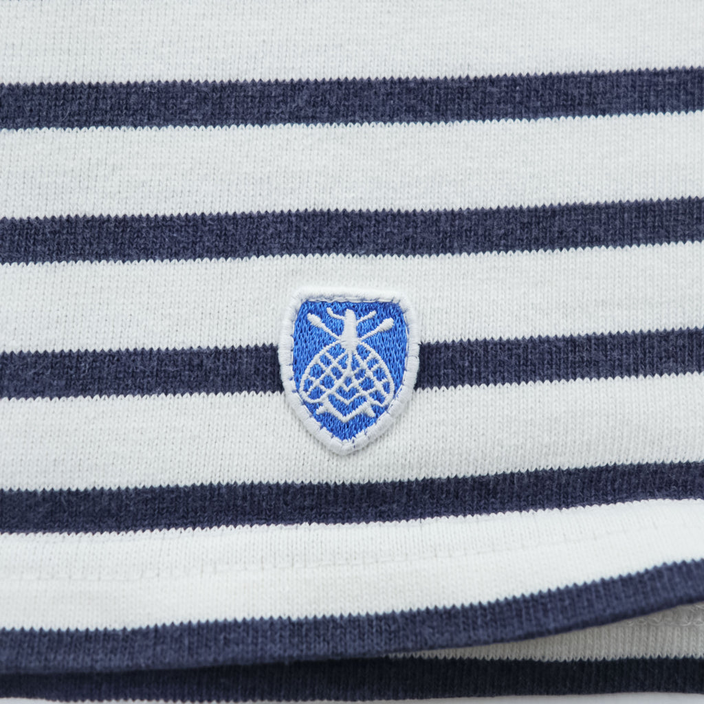 ORCIVAL Made in Japan COTTON LOURD BORDER POCKET TEE, White, Navy, M, Unisex, RC-9038