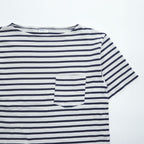 ORCIVAL Made in Japan COTTON LOURD BORDER POCKET TEE, White, Navy, M, Unisex, RC-9038