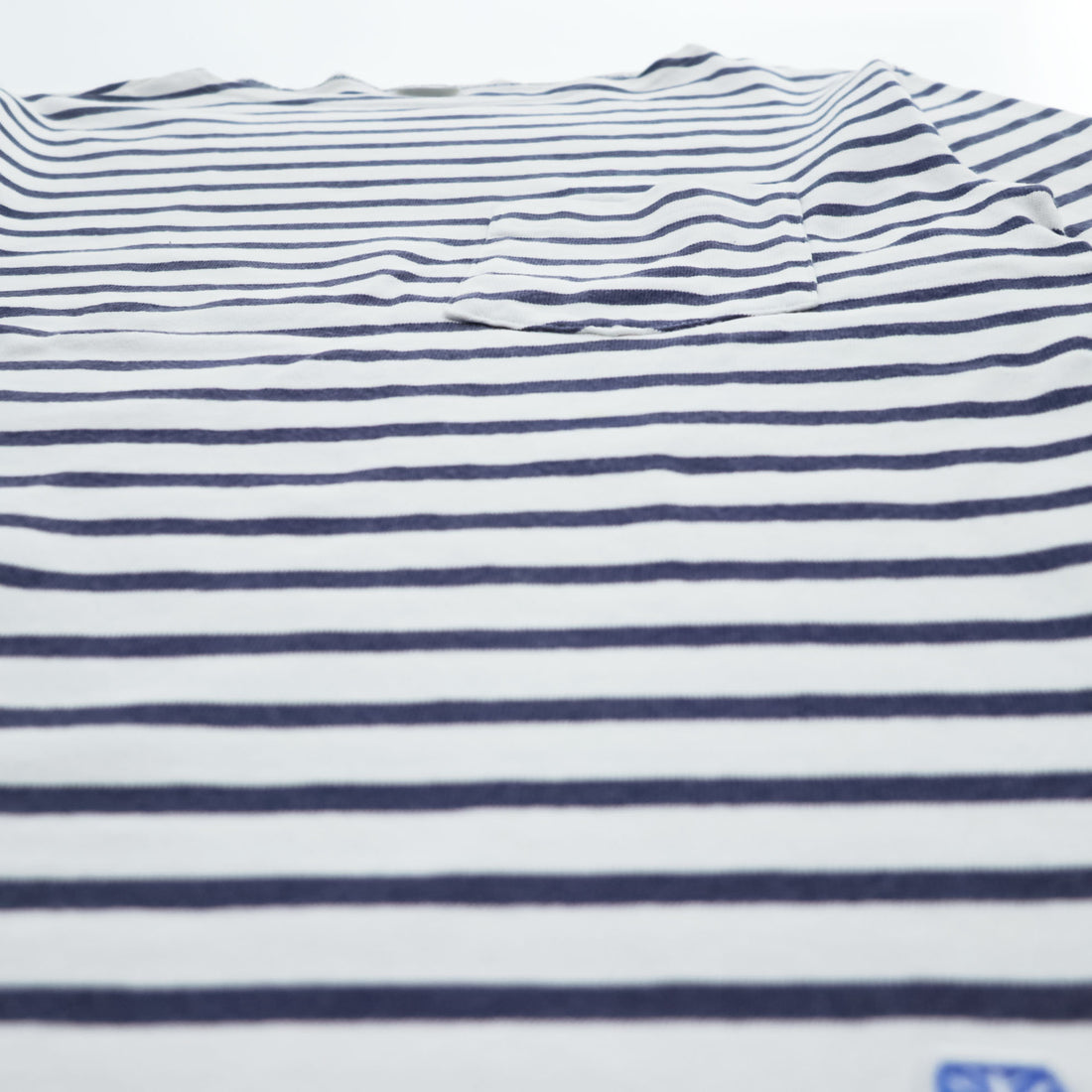 ORCIVAL Made in Japan COTTON LOURD BORDER POCKET TEE, White, Navy, M, Unisex, RC-9038