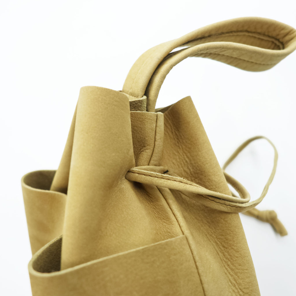 Sasquatchfabrix. Pouch Bag Beige Leather Helmet Bag NATURAL Nubuck 25SS-GOA-003