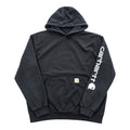 carhartt 袖ロゴ プルオーバー パーカー L ブラック プリント LOOSE FIT カンガルーポケット TS0288-M