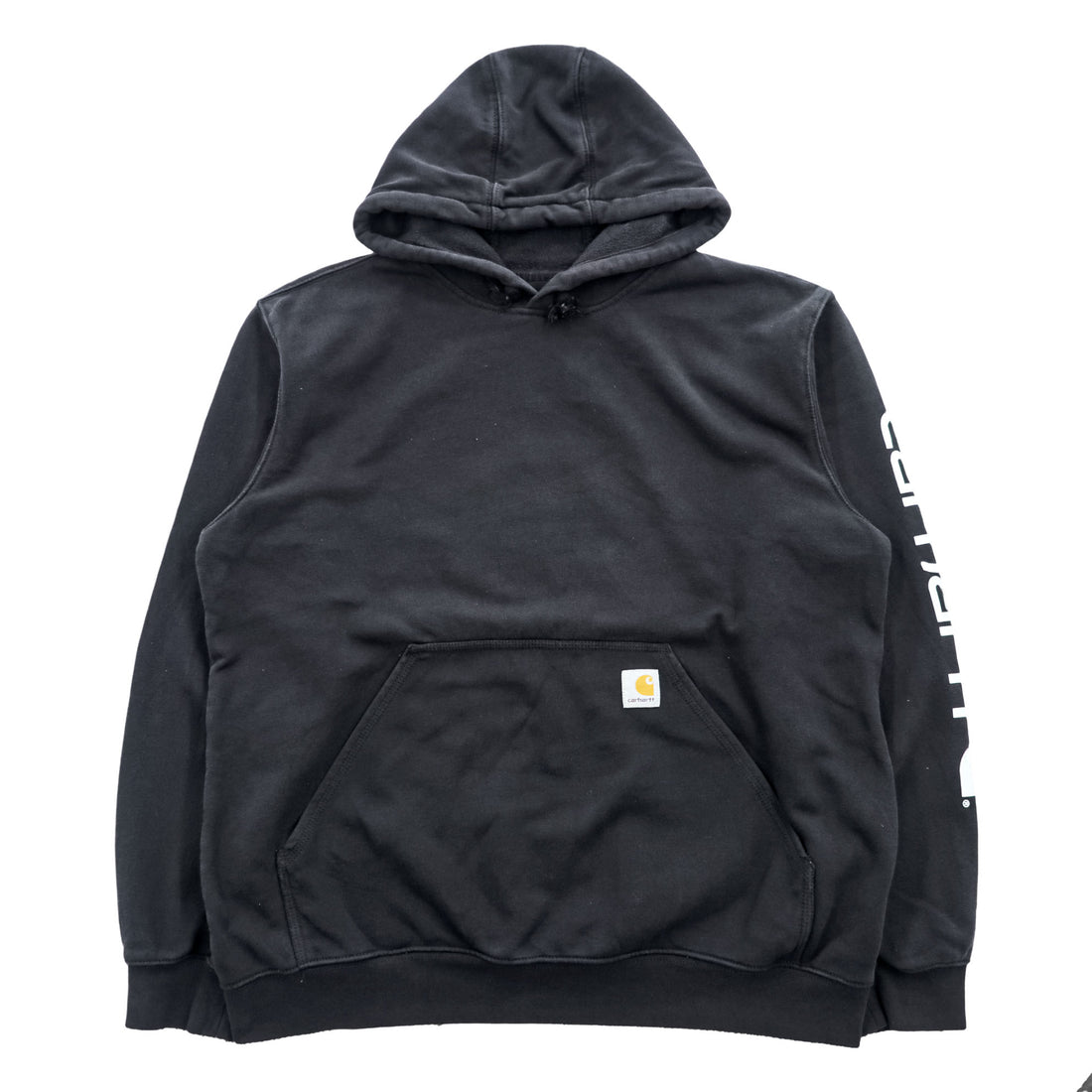 carhartt 袖ロゴ プルオーバー パーカー L ブラック プリント LOOSE FIT カンガルーポケット TS0288-M