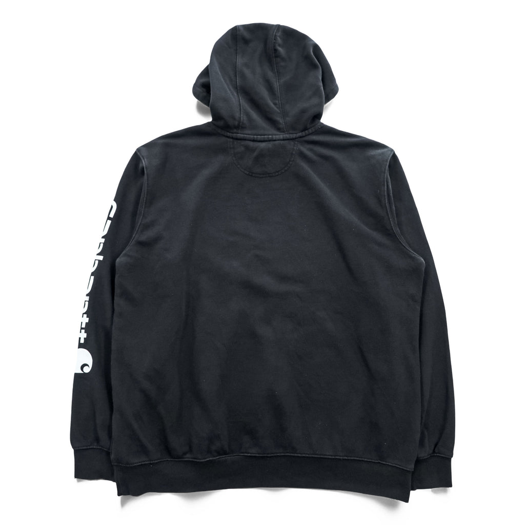carhartt 袖ロゴ プルオーバー パーカー L ブラック プリント LOOSE FIT カンガルーポケット TS0288-M