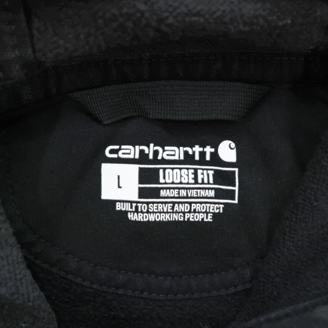 carhartt 袖ロゴ プルオーバー パーカー L ブラック プリント LOOSE FIT カンガルーポケット TS0288-M