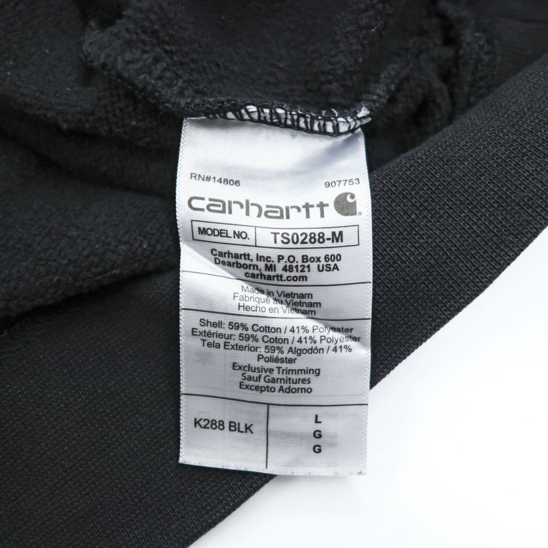 carhartt 袖ロゴ プルオーバー パーカー L ブラック プリント LOOSE FIT カンガルーポケット TS0288-M
