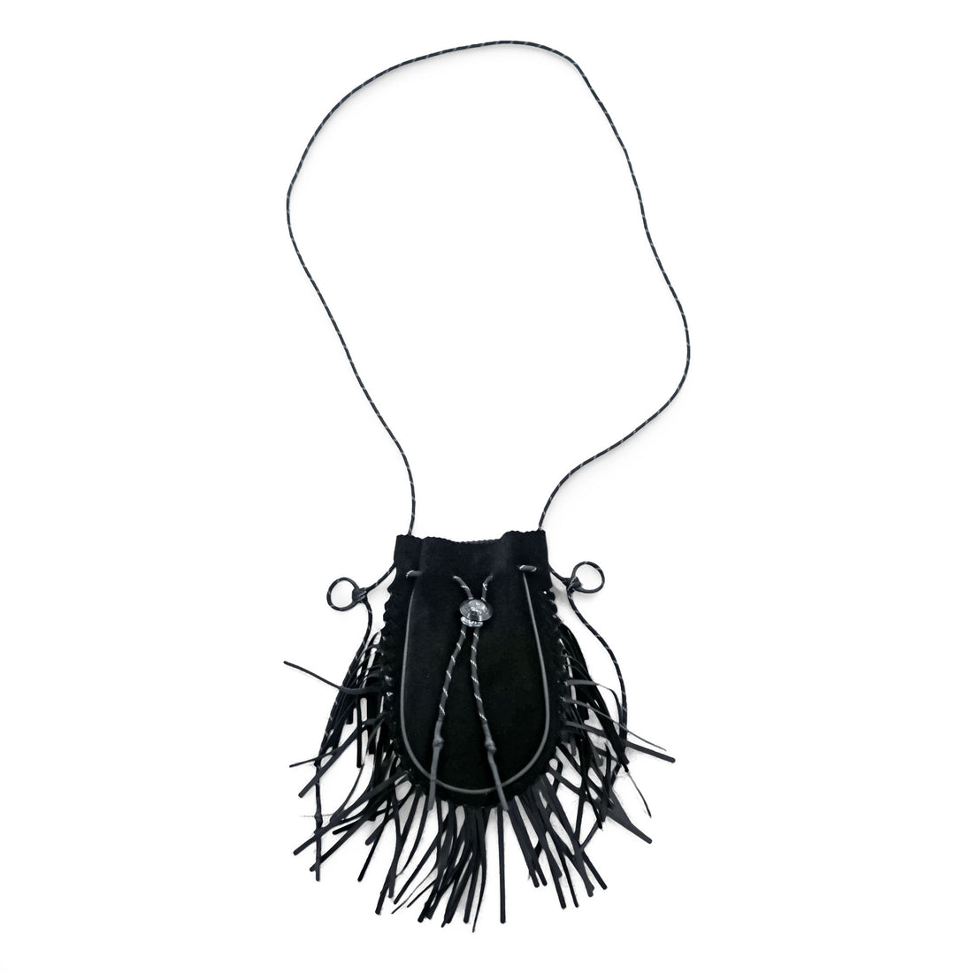 blackmeans フリンジメディスンバッグ ROBOSTALGIE スエード 巾着バッグ ショルダーポーチ コンチョボタン サコッシュ ブラック 日本製