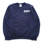 U.S.NAVY SOFFE 前V 米軍 USA製 スウェット トレーナー M ネイビー 両面 リフレクタープリント