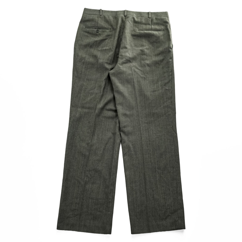 80年代 USA製 ヴィンテージ Huntington 2タック スラックス パンツ L ブラウン プリーツ グレンチェック サスペンダーボタン