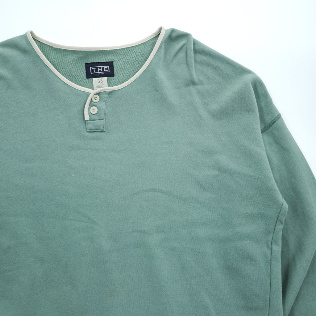 THE FABRIC ( THE UNION ) 日本製 ヘンリーネック スウェット トレーナー L ミントグリーン パイピング TF00404