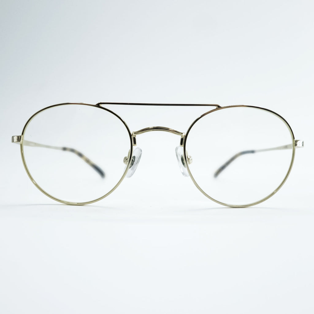 NEW.  ダブルブリッジ ラウンドメタル メガネ MAYBECK ボストン ゴールド NEWMAN 46_22-145-C2