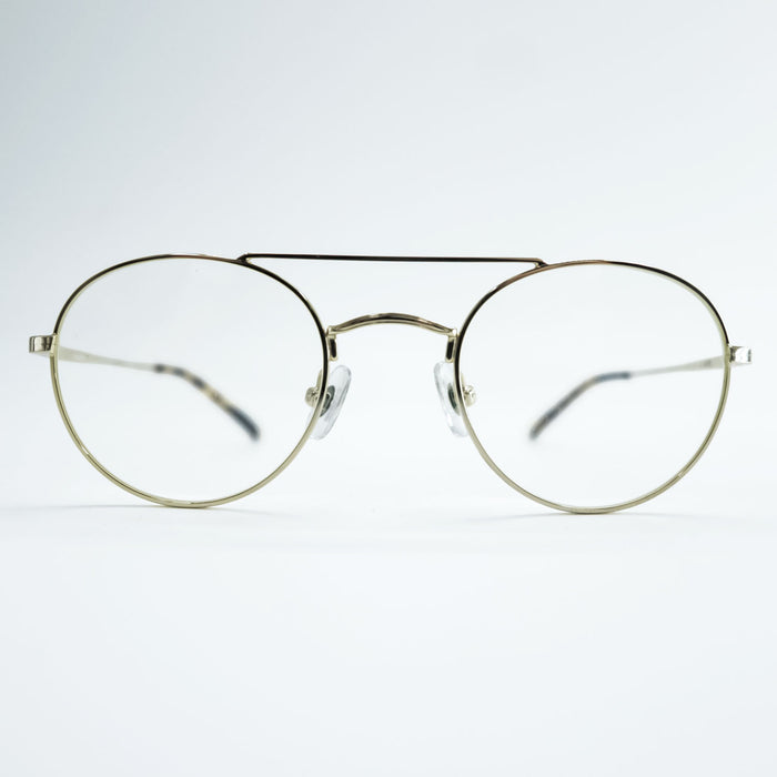 NEW.  ダブルブリッジ ラウンドメタル メガネ MAYBECK ボストン ゴールド NEWMAN 46_22-145-C2