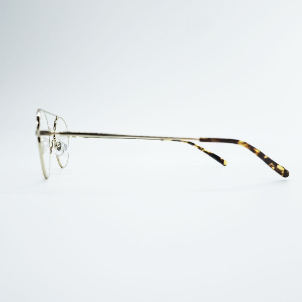 NEW.  ダブルブリッジ ラウンドメタル メガネ MAYBECK ボストン ゴールド NEWMAN 46_22-145-C2