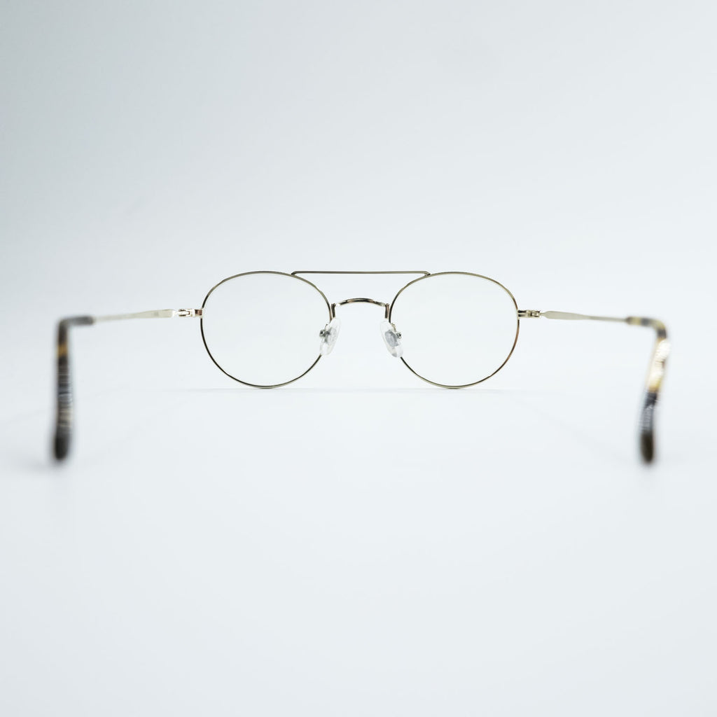 NEW.  ダブルブリッジ ラウンドメタル メガネ MAYBECK ボストン ゴールド NEWMAN 46_22-145-C2