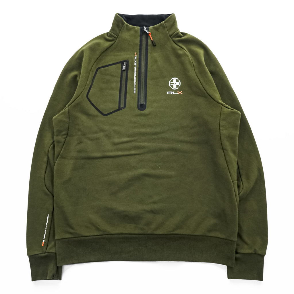 RLX Ralph Lauren ハーフジップ スウェット トレーナー L カーキ グリーン 胸ポケット