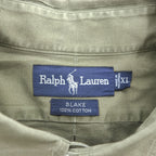 Ralph Lauren 90年代 ヴィンテージ 長袖 シャツ XL カーキ グリーン スモールポニー ロゴ 刺繍 ビッグサイズ BLAKE ボタンダウン