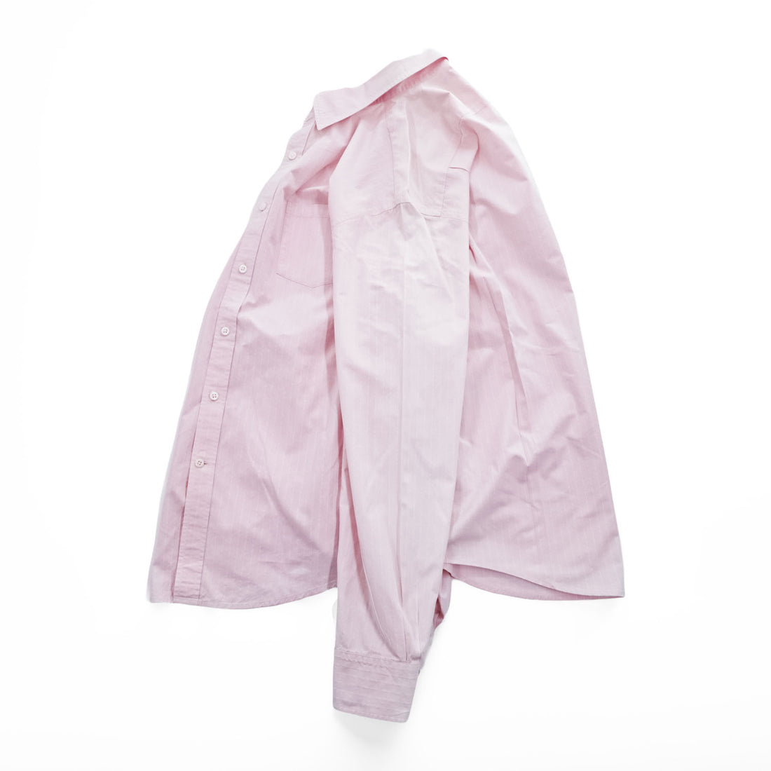 L.L.Bean 長袖 シャツ L ピンク TRIM FIT ドビー織 ストライプ 胸ポケット 0HBX9