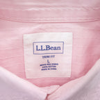 L.L.Bean 長袖 シャツ L ピンク TRIM FIT ドビー織 ストライプ 胸ポケット 0HBX9