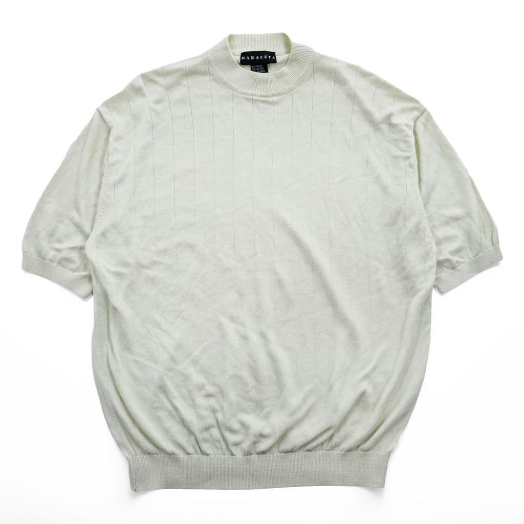 BARACUTA 90年代 ヴィンテージ 半袖 モックネック ニット セーター XL ホワイト
