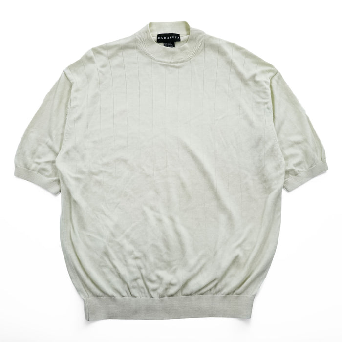 BARACUTA 90年代 ヴィンテージ 半袖 モックネック ニット セーター XL ホワイト