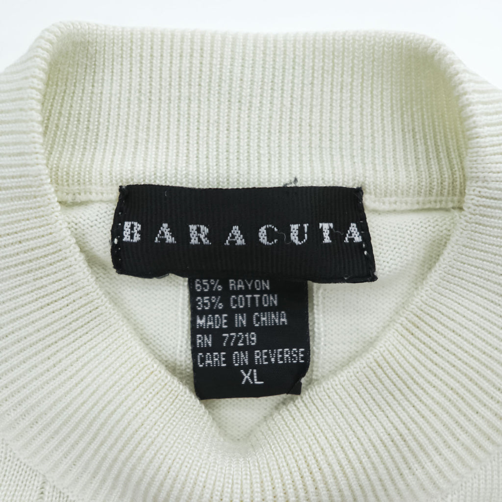 BARACUTA 90年代 ヴィンテージ 半袖 モックネック ニット セーター XL ホワイト