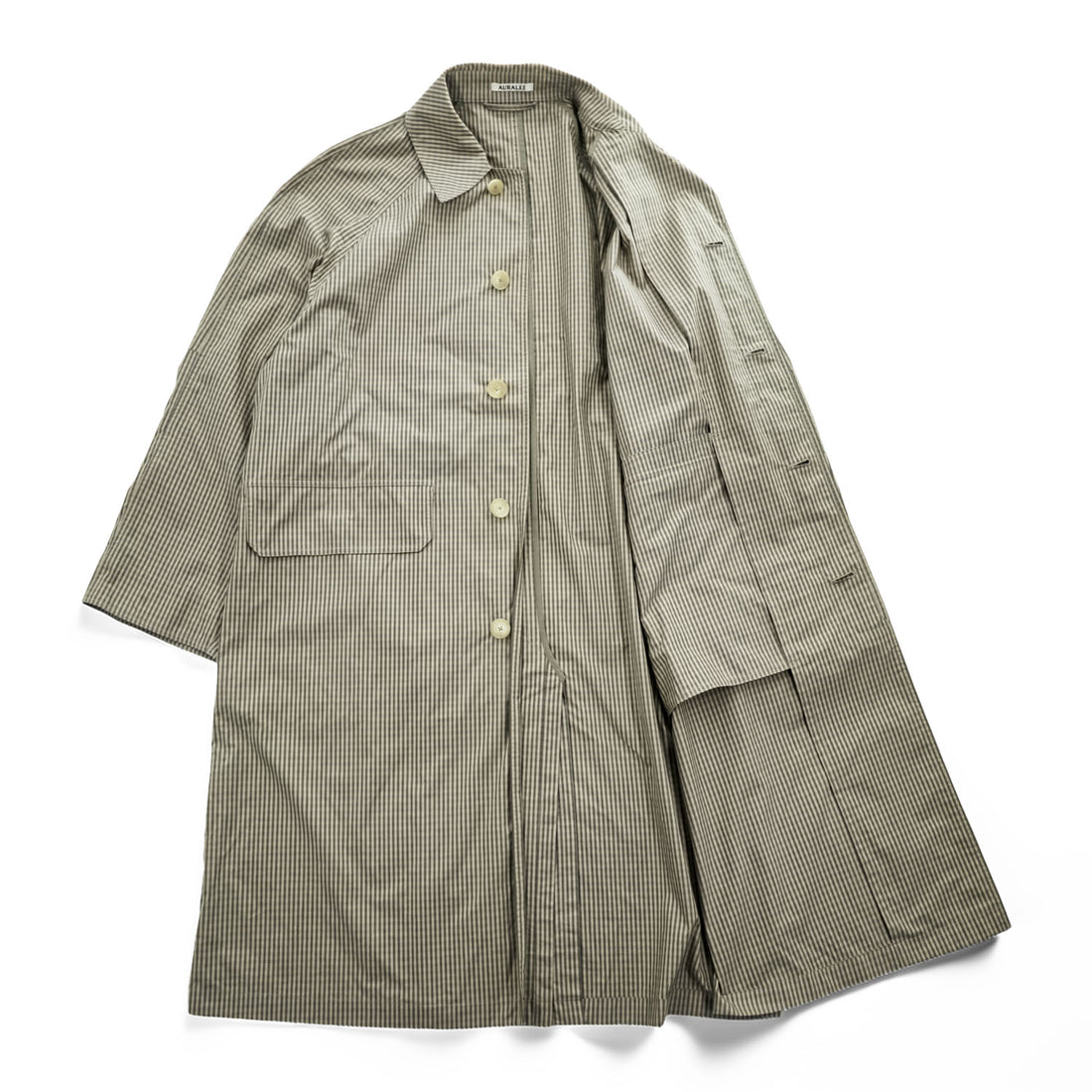 AURALEE 日本製 ステンカラーコート FINX WEATHER CLOTH CHECK COAT バルマカーンコート ベージュ チェック A9SC01WC