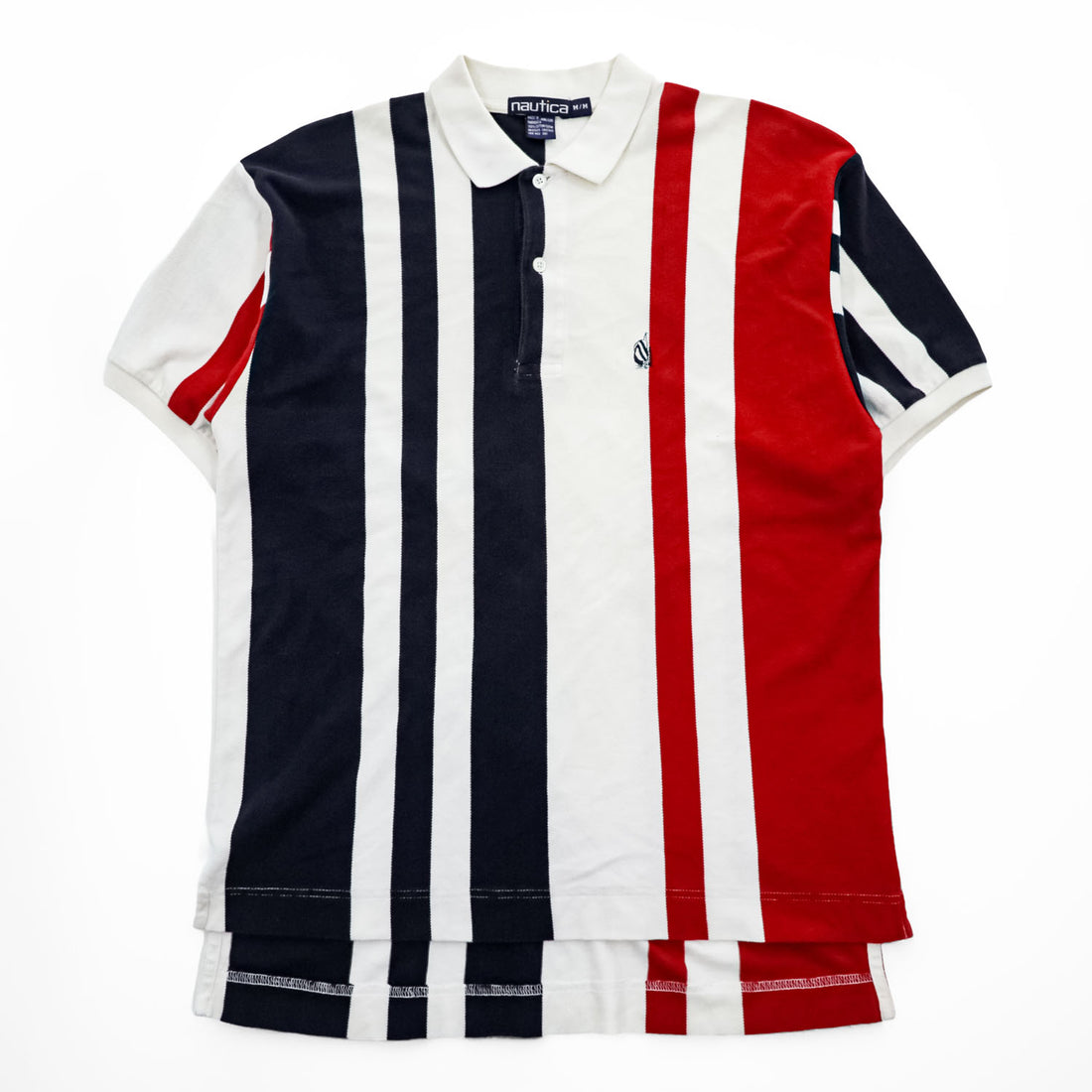 NAUTICA 90年代 ヴィンテージ ポロシャツ M マルチカラー ストライプ ワンポイントロゴ