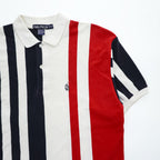 NAUTICA 90年代 ヴィンテージ ポロシャツ M マルチカラー ストライプ ワンポイントロゴ