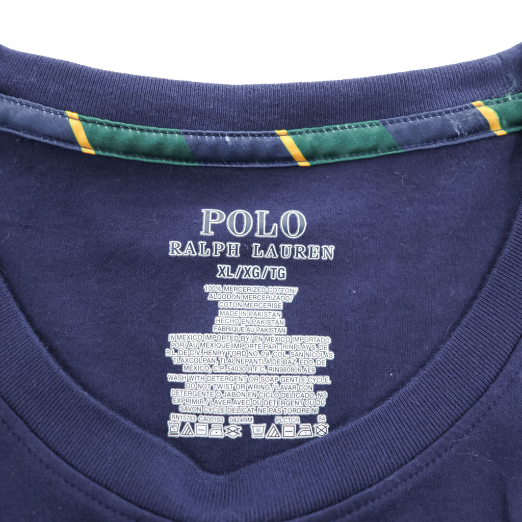 Polo Ralph Lauren Tシャツ XL ネイビー スモールポニー ロゴ 刺繍 MERCERIZED COTTON シルケット加工