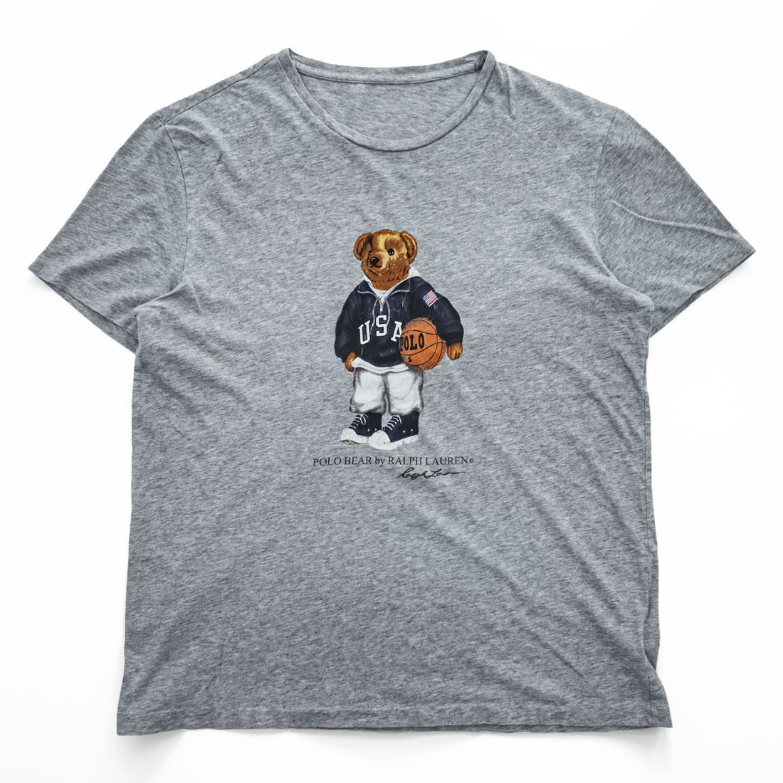 Polo Ralph Lauren ポロベア USA バスケットボール Tシャツ L グレー