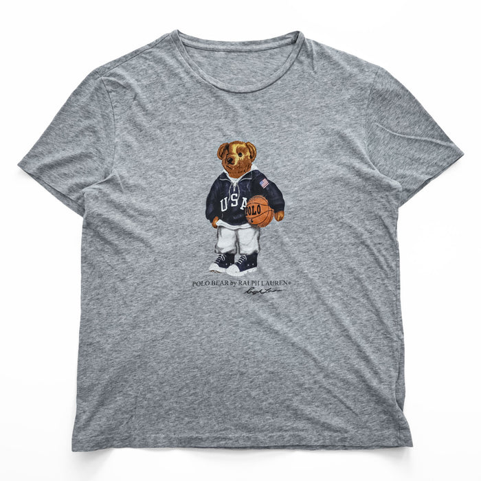 Polo Ralph Lauren ポロベア USA バスケットボール Tシャツ L グレー