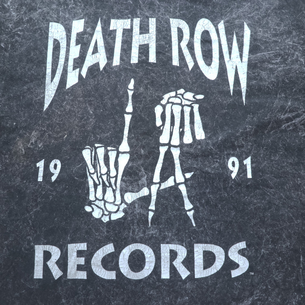 DEATH ROW RECORDS ヒップホップ レーベル Tシャツ L グレー フェード ヴィンテージ加工 ケミカルウォッシュ