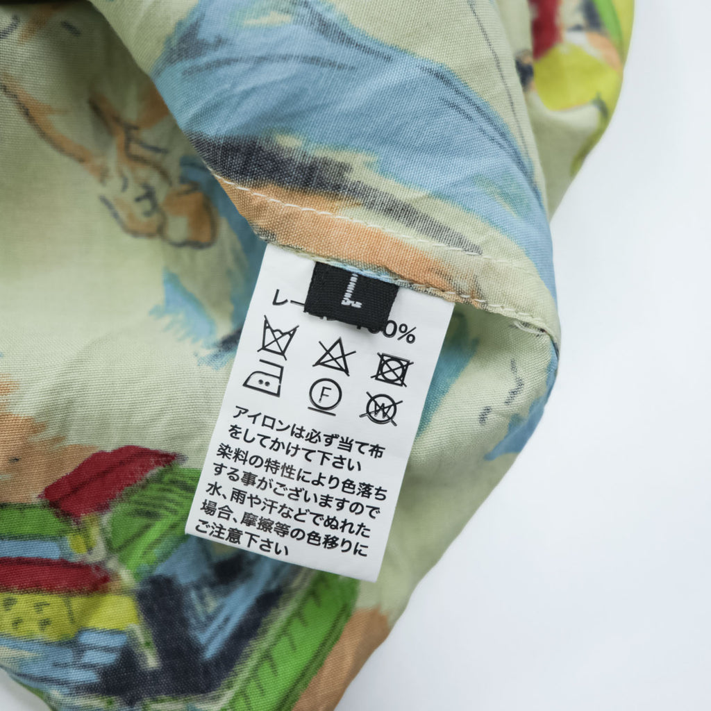 BINDU Atlantic City Map Print Rayon Hawaiian Open Collar Shirt Size L