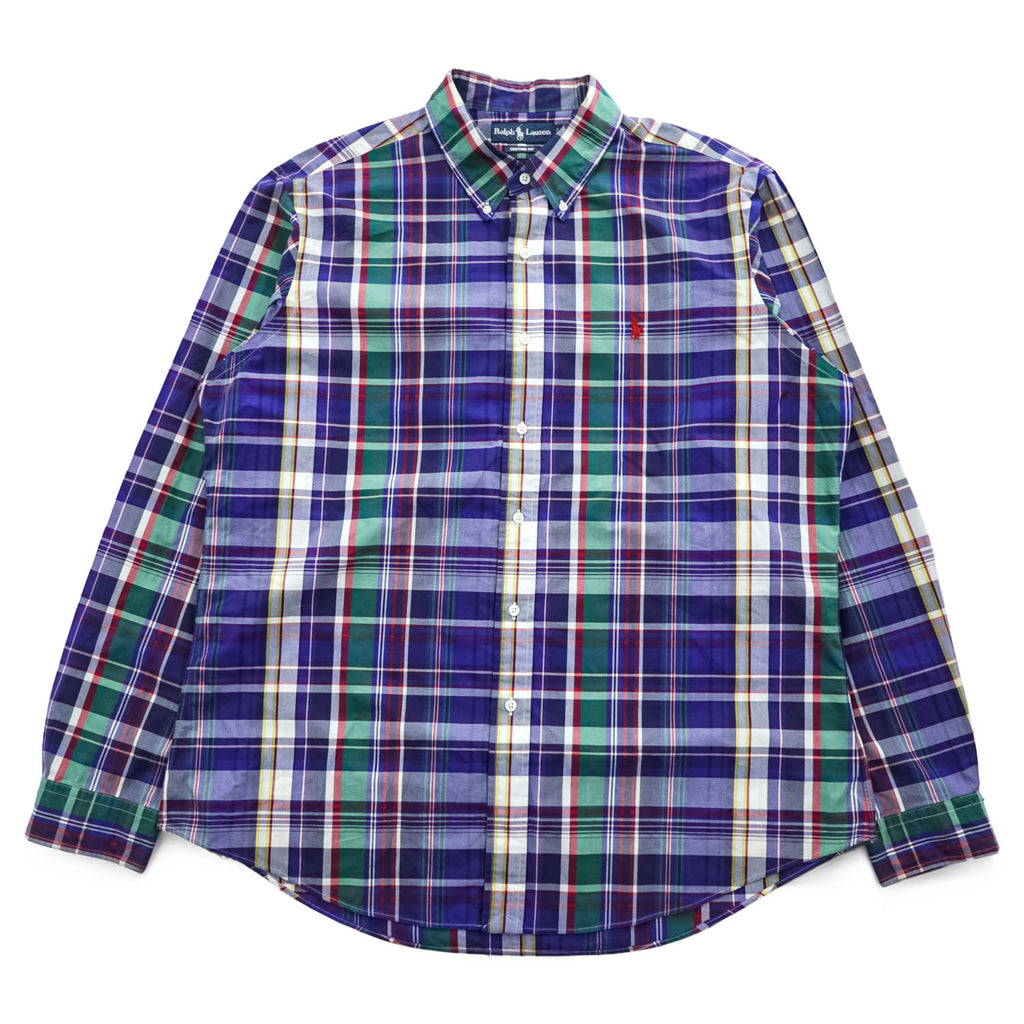 Ralph Lauren Custom Fit Madras Plaid Long Sleeve Button Down Shirt XL