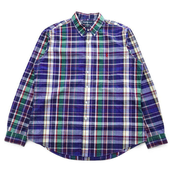 Ralph Lauren 90年代 ヴィンテージ 長袖 マドラスチェックシャツ XL CUSTOM FIT ボタンダウン