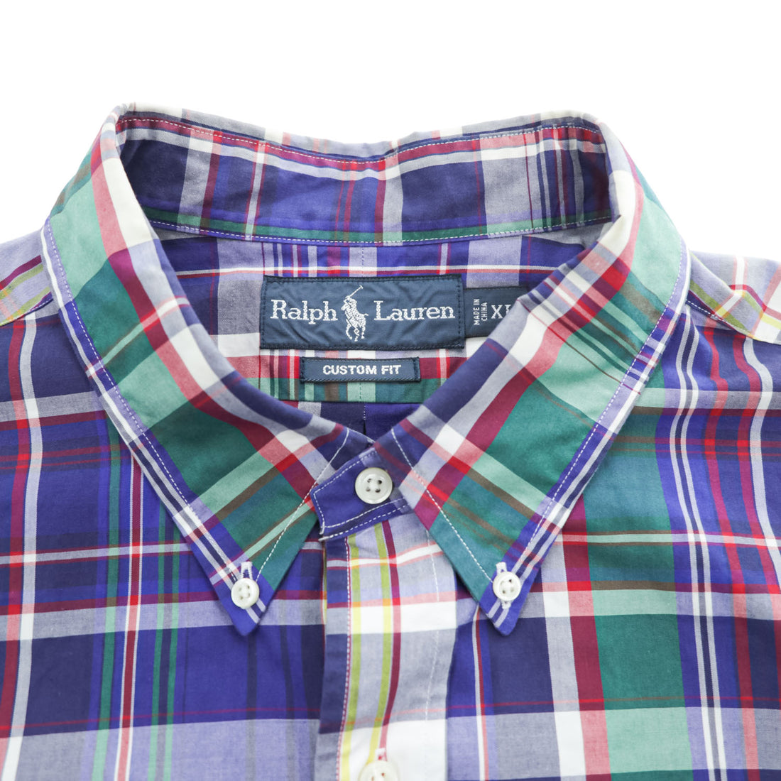 Ralph Lauren Custom Fit Madras Plaid Long Sleeve Button Down Shirt XL