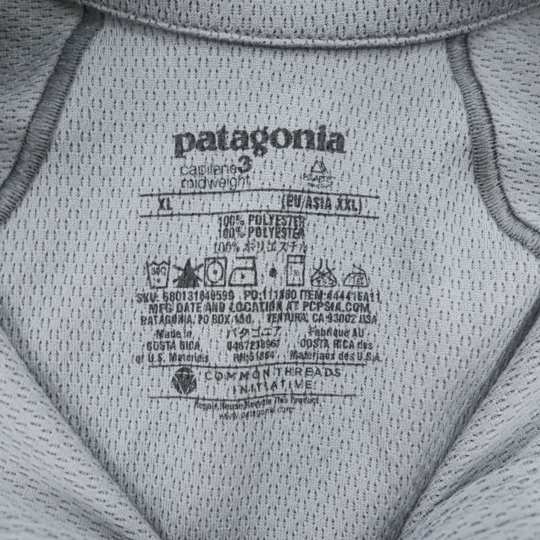 Patagonia 長袖 ロングスリーブ Tシャツ ロンT XL グレー ストレッチ Capilene 3 Midweight Zip Neck Pullover 44441